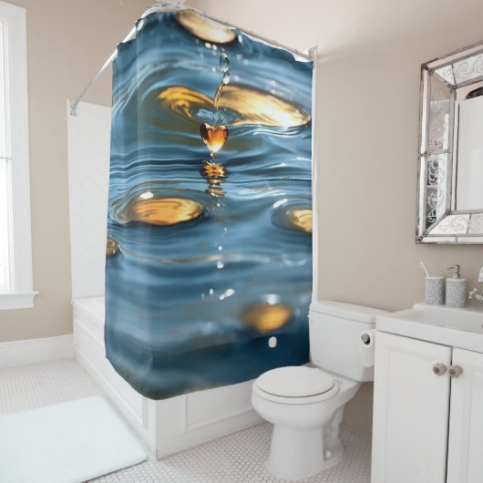 "Herzförmiger Wassertropfenschlag" Duschvorhang (Beispiel)