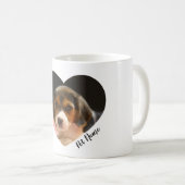Herzförmiges Beagle Welpe Foto & Name Kaffeetasse (VorderseiteRechts)