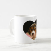 Herzförmiges Beagle Welpe Foto & Name Kaffeetasse (Vorderseite Links)