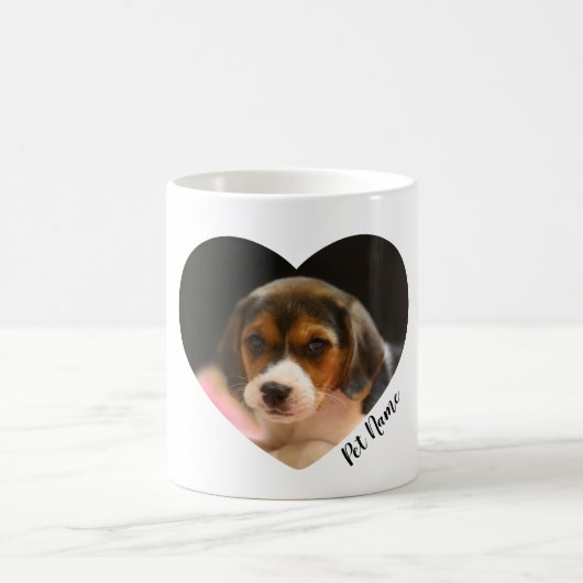 Herzförmiges Beagle Welpe Foto & Name Kaffeetasse (Mittel)