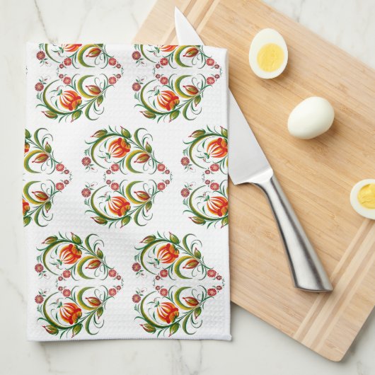 Herzförmiges Blumenmuster Geschirrtuch (Viertel Falte)