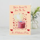 Herzförmiges, flammrotes Kerzenvalentiner Party Einladung (Stehend Vorderseite)