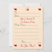 Herzförmiges, flammrotes Kerzenvalentiner Party Einladung (Rückseite)