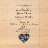 Herzförmiges Foto Transluzente Hochzeit Acryleinladungen (Vorderseite)