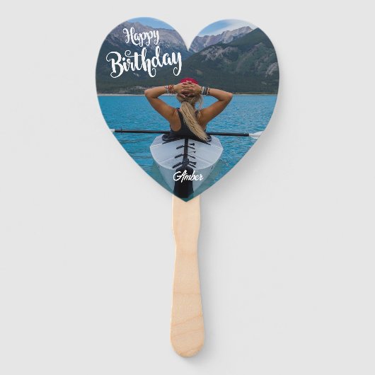 Herzförmiges individuelles Foto Geburtstaghandlüft Fächer (Vorderseite)