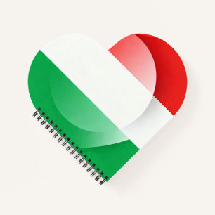 Herzförmiges italienisches Flaggen-Notizbuch Notizblock