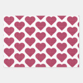 Herzförmiges Karo Rot Pink Geschenkpapier Set (Vorderseite 2)
