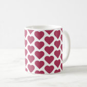 Herzförmiges Karo Rot Pink Kaffeetasse (VorderseiteRechts)