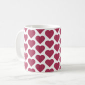 Herzförmiges Karo Rot Pink Kaffeetasse (Vorderseite Links)