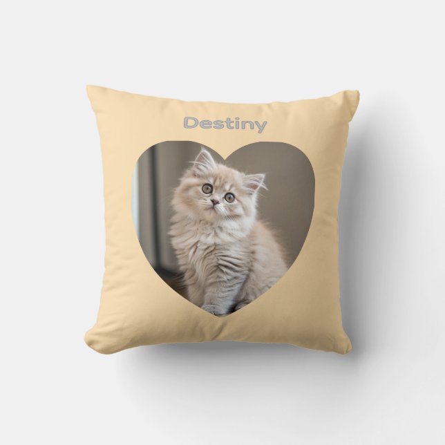 Herzförmiges Katzen-Design Kissen (Vorderseite)