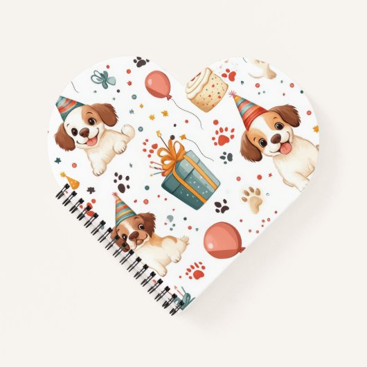 Herzförmiges Notebook mit Welpe-Birthday-Design Notizblock (Vorderseite)