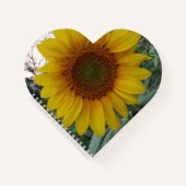 Herzförmiges Notizbuch mit leuchtender Sonnenblume (Vorderseite)