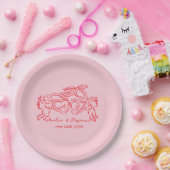 herzförmiges Paar handgezeichnet whimsical Hochzei Pappteller (Party)