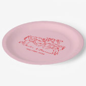 herzförmiges Paar handgezeichnet whimsical Hochzei Pappteller (Schrägansicht)