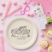 herzförmiges Paar handgezeichnet whimsical Hochzei Pappteller (Party)