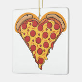 Herzförmiges Pepperoni Pizza Design Keramikornament (Links)