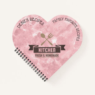 Herzförmiges personalisiertes Rezeptbuch Notizblock