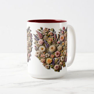 Herzförmiges Wildblumen-Design Zweifarbige Tasse