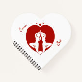 Herzförmiges Yoga Couple Personalisiert Notizblock (Vorderseite)