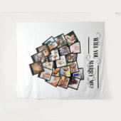 Herzfoto Collage heiraten Sie mir im Hintergrund Wandteppich (Vorderseite (Horizontal))