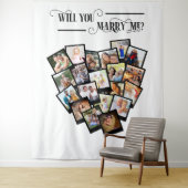 Herzfoto Collage heiraten Sie mir im Hintergrund Wandteppich (Beispiel)