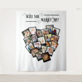 Herzfoto Collage heiraten Sie mir im Hintergrund Wandteppich (Vorderseite)