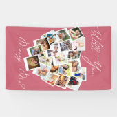 Herzfoto Collage heiraten Sie mir pink Banner (Horizontal)