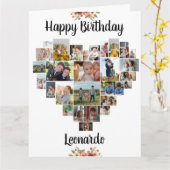 Herzfoto Collage Personalisiertes Drehbuch Geburts Karte (Gelbe Blume)