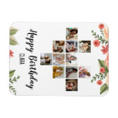 Herzfoto Collage Personalisiertes Drehbuch Geburts Magnet (Horizontal)