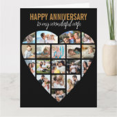 Herzfoto Collage Schwarz Personalisiert Jubiläum Karte (Vorderseite)