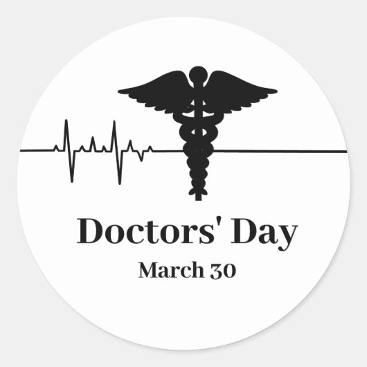 Herzfrequenz & Caduceus Doctor Name Aufkleber (Vorderseite)
