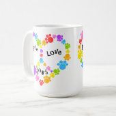 Herzfriedenszeichen-Tasse! Tatzendrucke! Kaffeetasse (Vorderseite Links)
