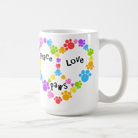 Herzfriedenszeichen-Tasse! Tatzendrucke! Kaffeetasse (Rechts)