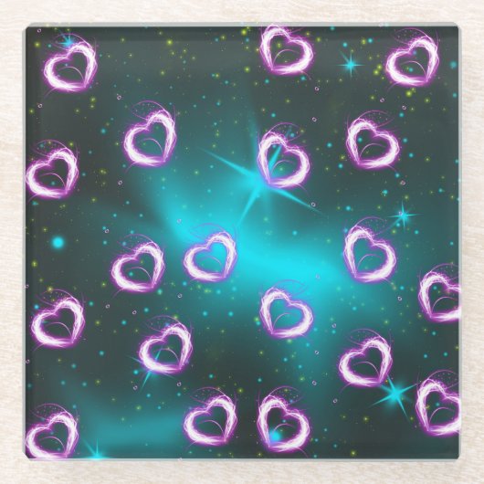 Herzgalaxie Glasuntersetzer (Vorderseite)