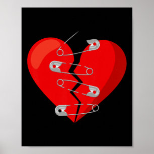 Herzgebrochen und Sicherheitsnadeln Anti-Valentins Poster