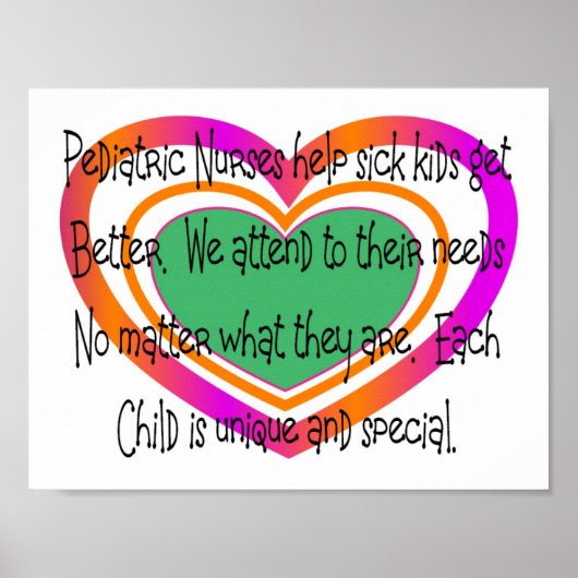 Herzgedicht der pädiatrischen Krankenschwester Poster (Vorne)