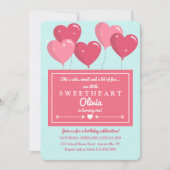 Herzgeformte Balloons Einladung (Vorderseite)