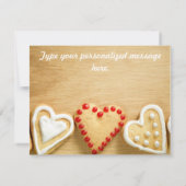 Herzgeformte Cookies auf Holzlatte dank Ihrer Kart Dankeskarte (Rückseite)
