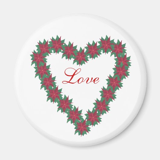 Herzgeformte Poinsettia-Blume-Magnete Magnet (Vorne)