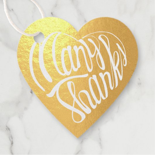 Herzgeformte vielen Dank in 4 Sprachen Geschenkanhänger (Vorderseite)