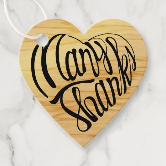 Herzgeformte vielen Dank in 4 Sprachen Geschenkanhänger (Vorderseite)