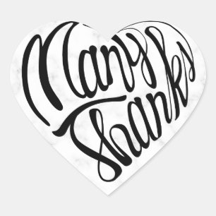 Herzgeformte vielen Dank in 4 Sprachen Herz-Aufkleber