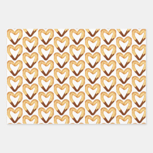 Herzgeformter Churro in Schokolade getaucht Geschenkpapier Set