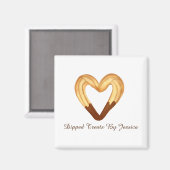 Herzgeformter Churro in Schokolade getaucht Magnet (Vorderseite/Rückseite)