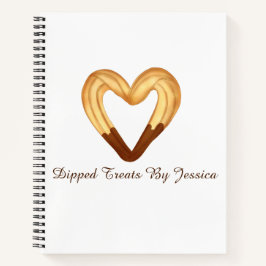 Herzgeformter Churro in Schokolade getaucht Notizblock