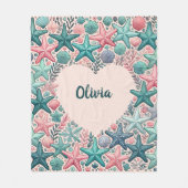 Herzgeformter Rahmen mit farbenfrohen Starfish Fleecedecke (Vorderseite)