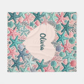 Herzgeformter Rahmen mit farbenfrohen Starfish Fleecedecke (Vorderseite (Horizontal))