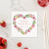Herzgeformter rosa Blumenreath Serviette (Beispiel)