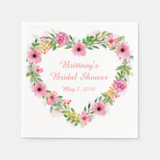 Herzgeformter rosa Blumenreath Serviette
