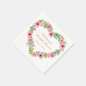 Herzgeformter rosa Blumenreath Serviette (Ecke)